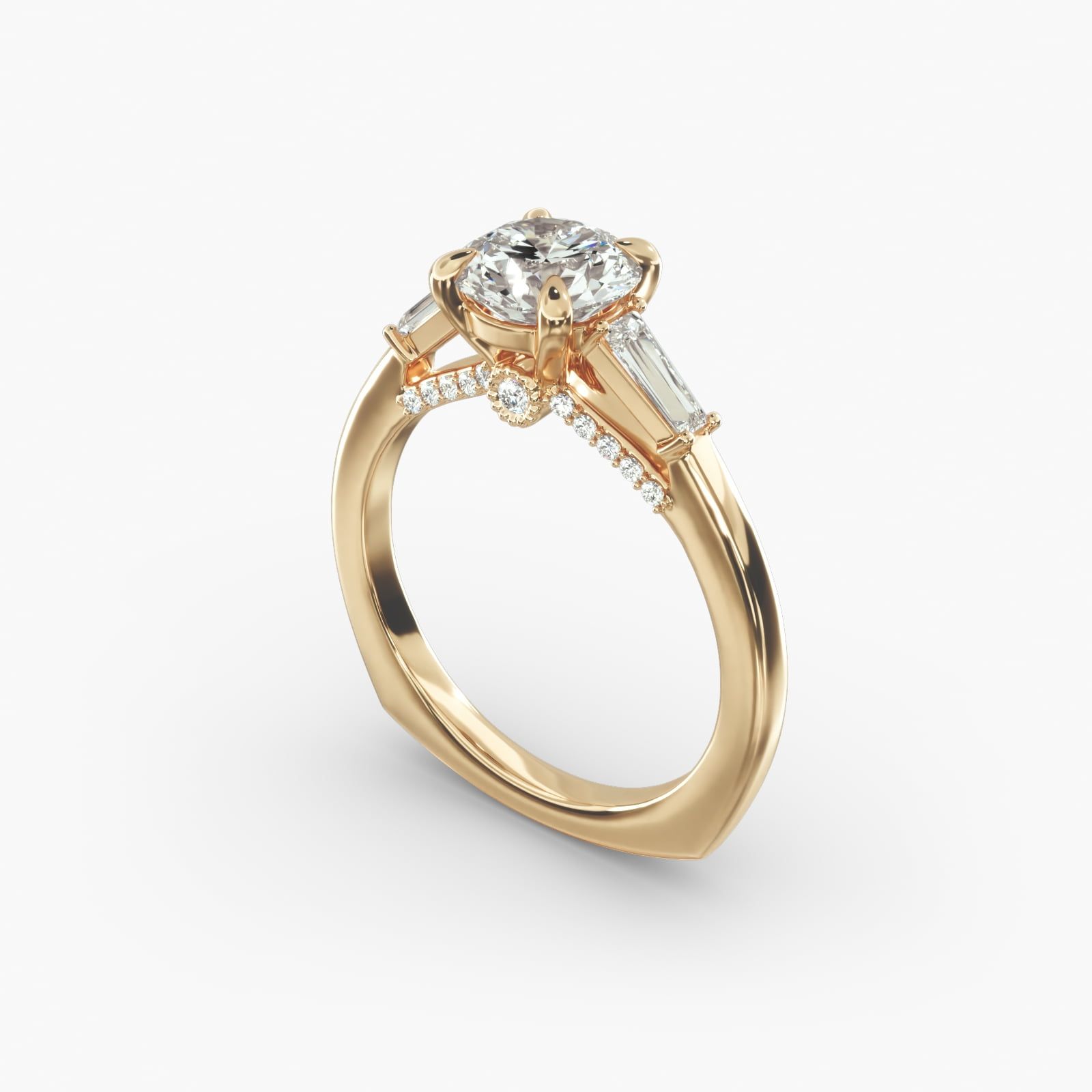 Bella Vaughan Tapered Baguette Three Stone Engagement Ring in 18k Yellow Gold 0.24 ct. tw