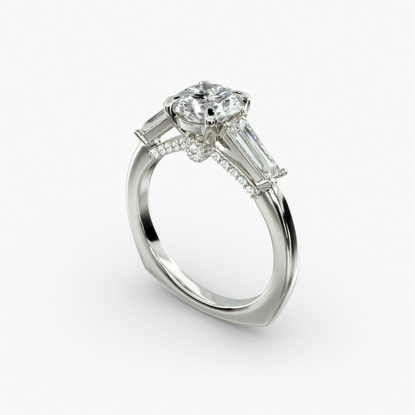 Bella Vaughan Tapered Baguette Three Stone Engagement Ring in Platinum 1 2 ct. tw