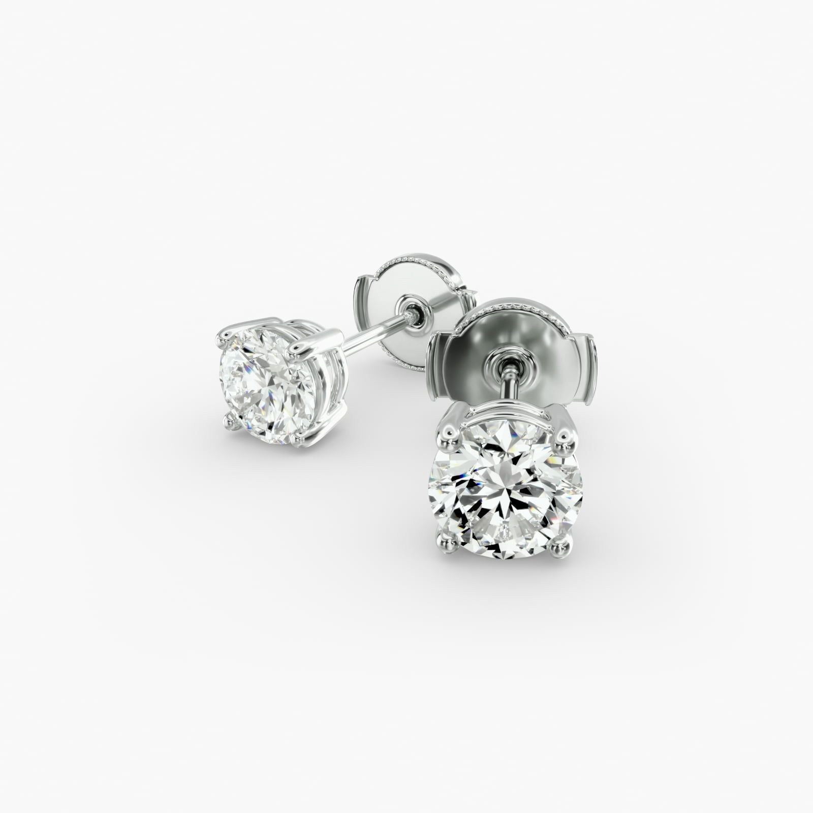 Four Prong Stud Earrings In 14K White Gold (Setting)