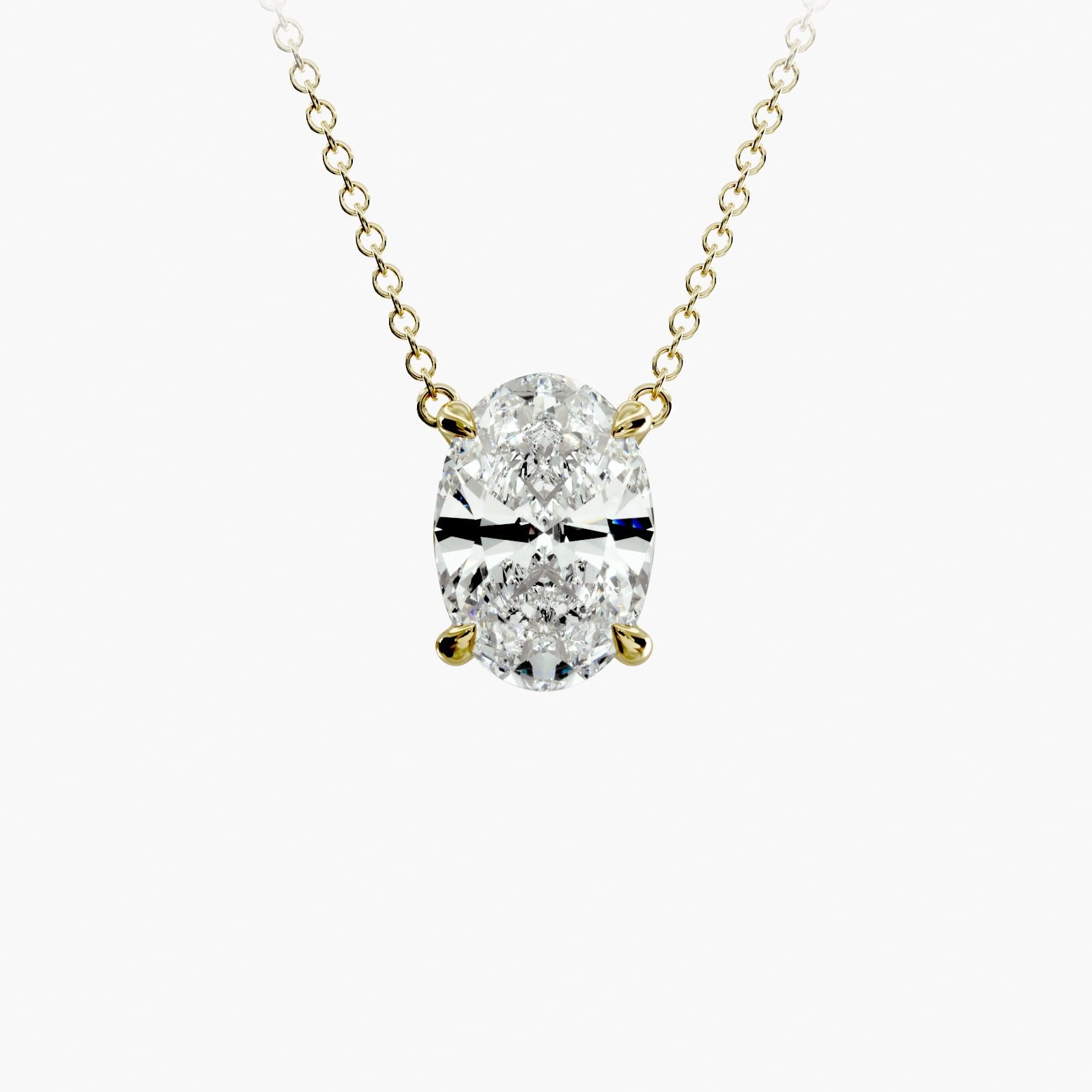 Blue Nile Oval Cut Diamond Solitaire Pendant Necklace in 14K Yellow Gold Setting Holiday Christmas Gift Jewelry