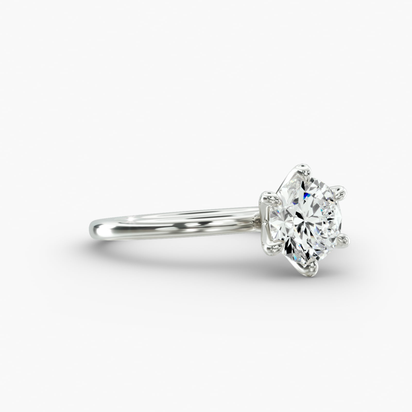 Solitaire Engagement Ring 6-Prong Nouveau Head