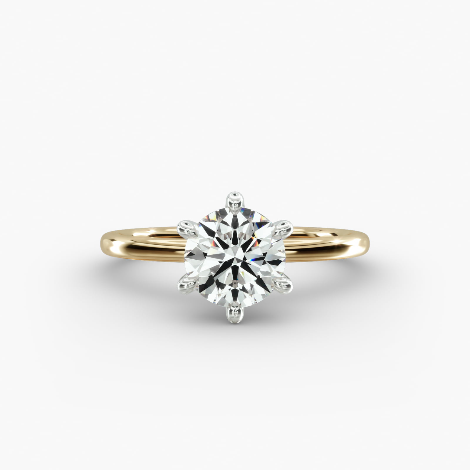 Solitaire Engagement Ring 6-Prong Nouveau Head