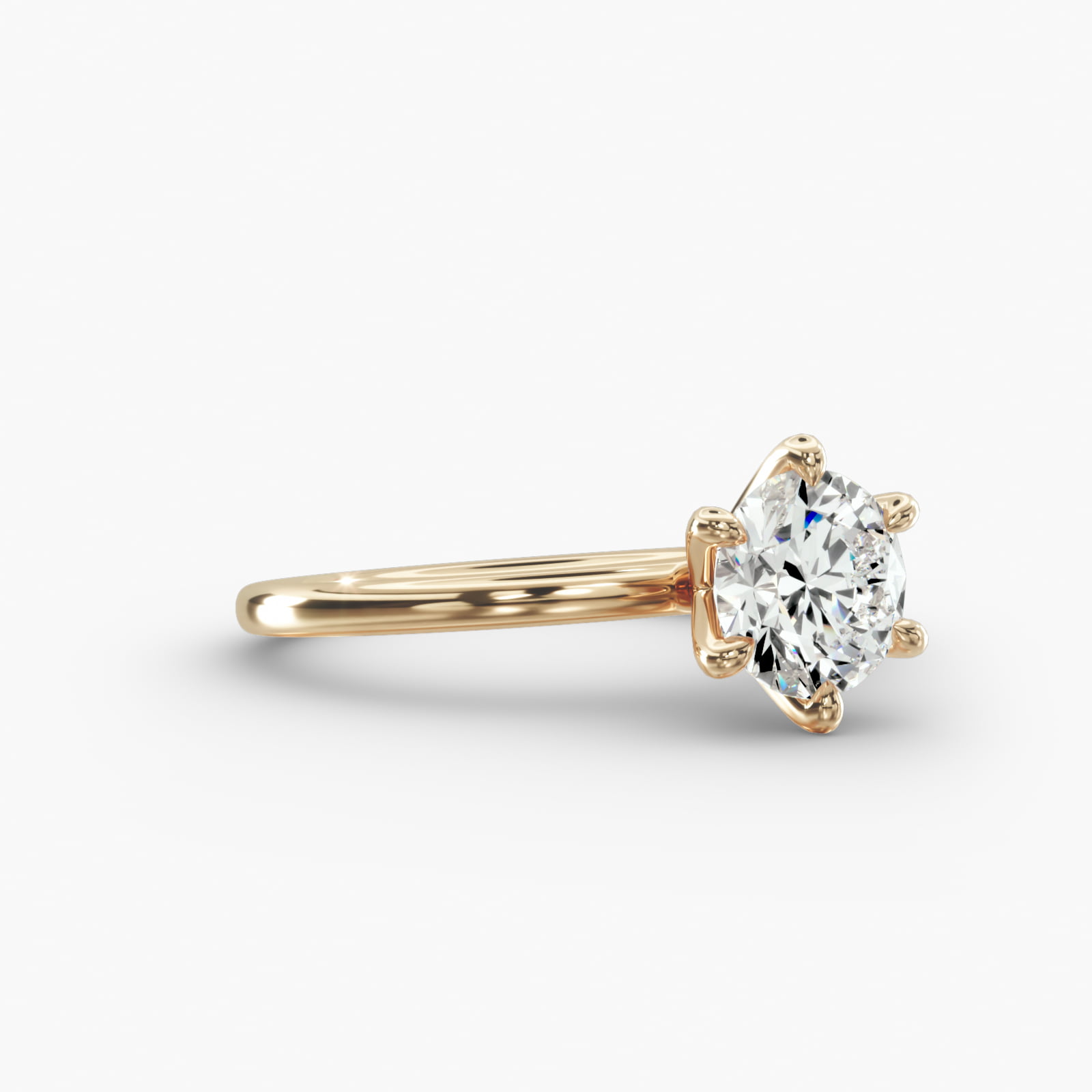 Solitaire Engagement Ring 6-Prong Nouveau Head