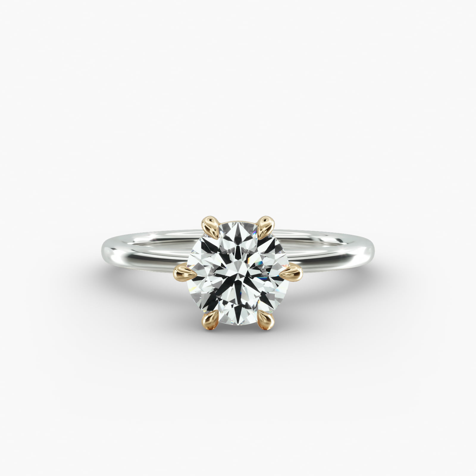 Solitaire Engagement Ring 6-Prong Secret Diamond Head