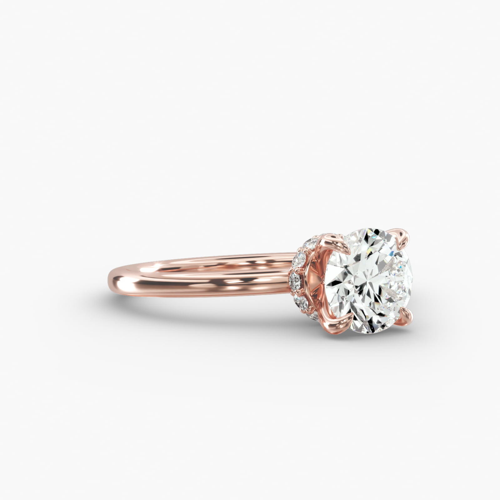 Solitaire Engagement Ring Hidden Halo Head