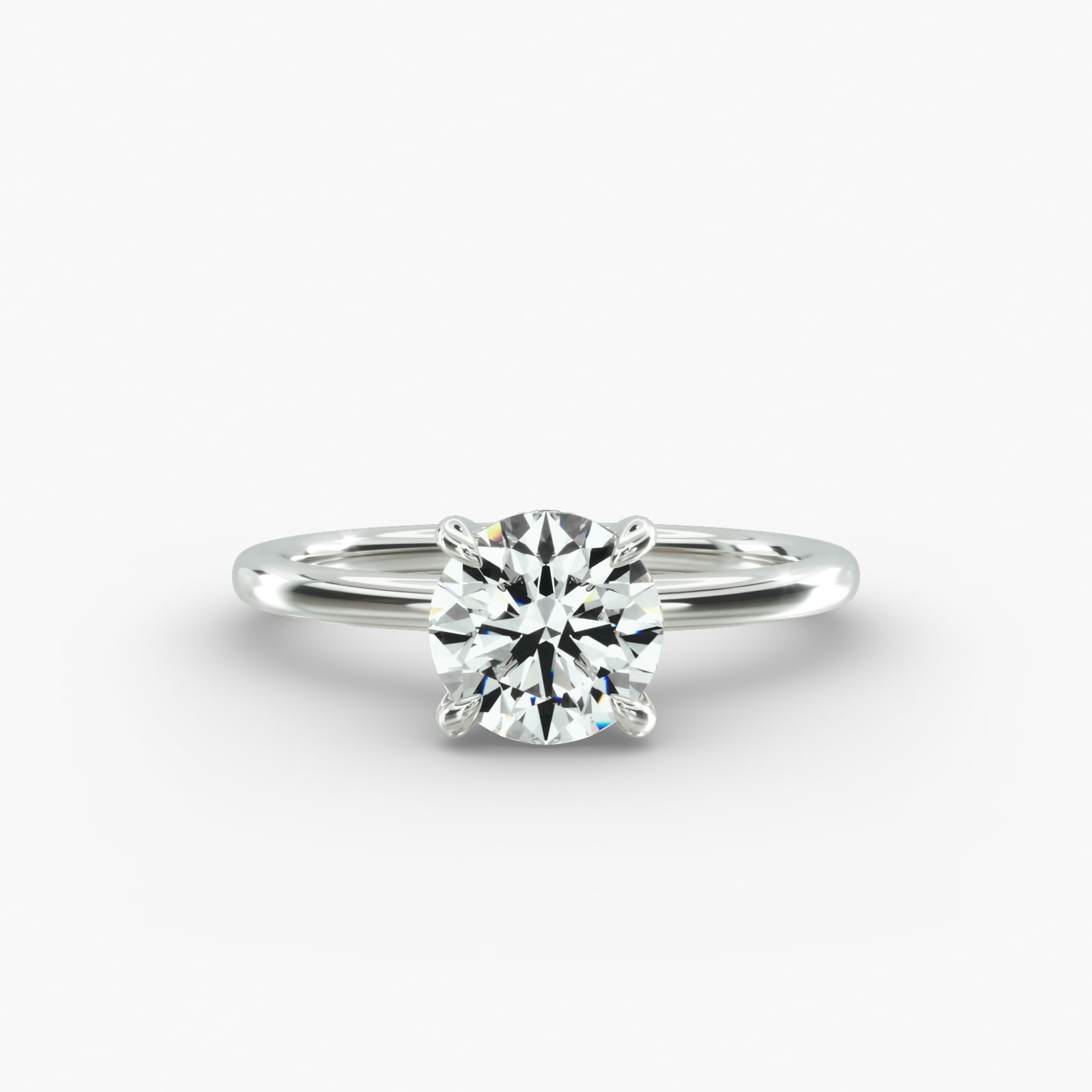 Solitaire Engagement Ring Hidden Halo Head