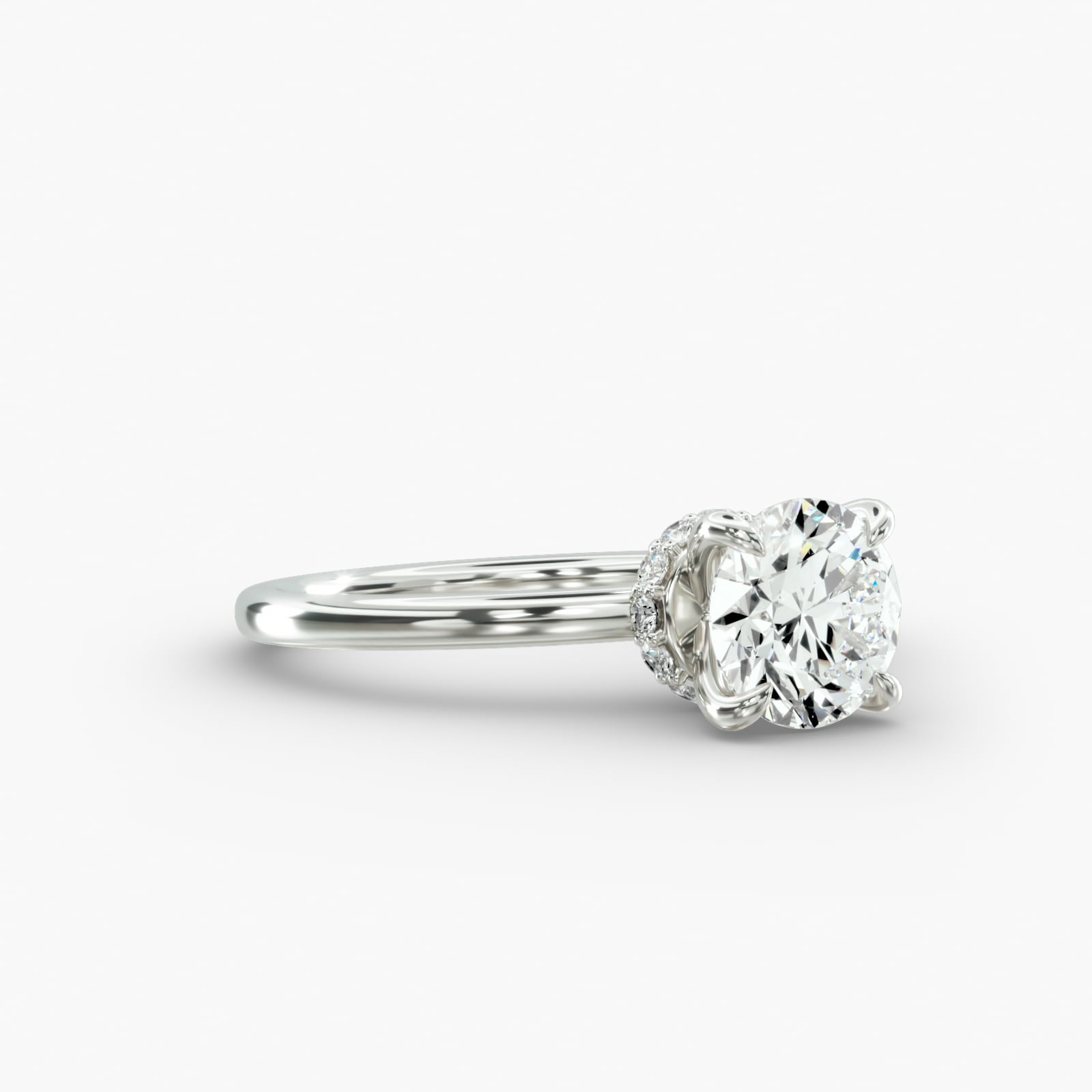 Solitaire Engagement Ring Hidden Halo Head