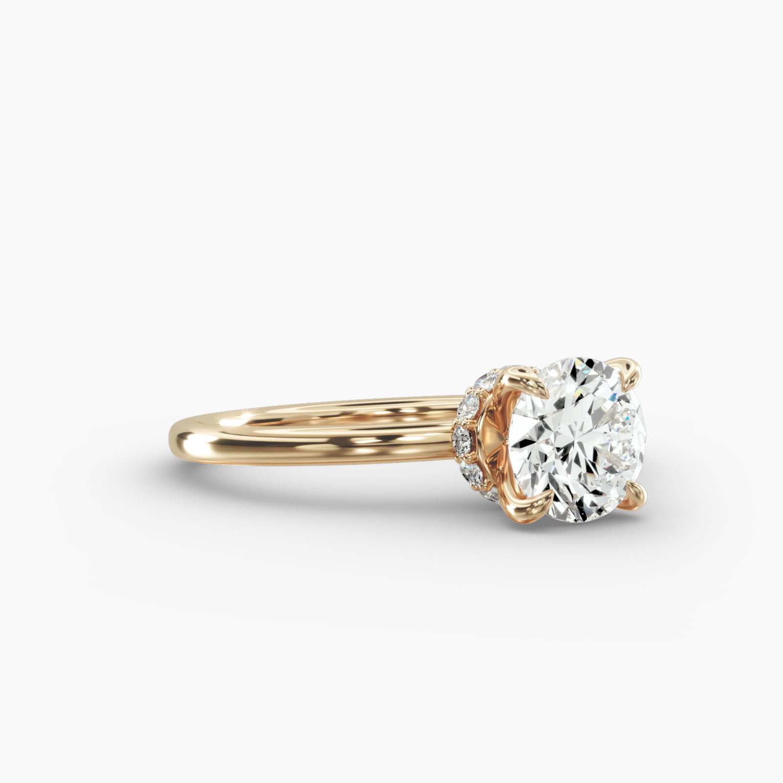 Solitaire Engagement Ring Hidden Halo Head