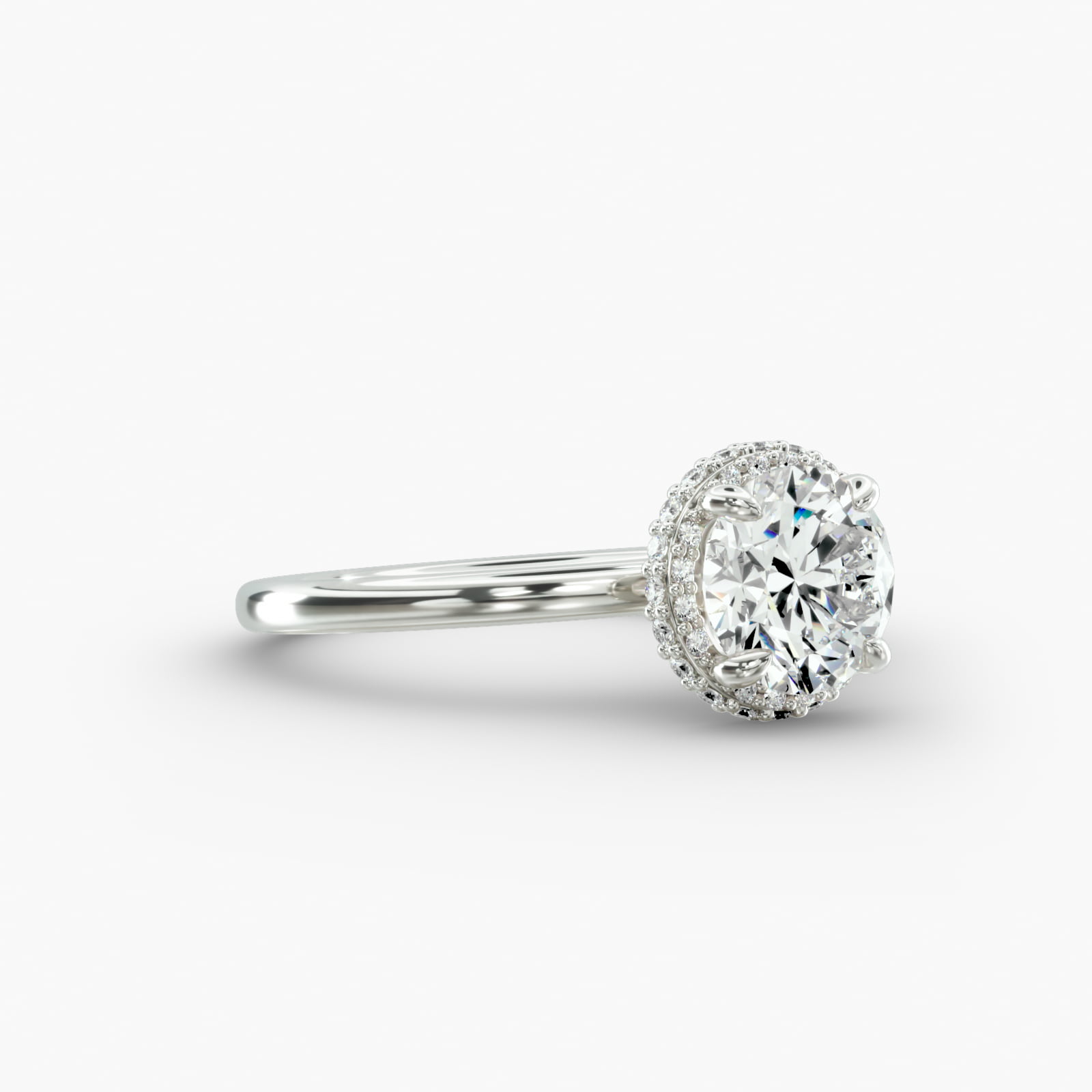 Solitaire Engagement Ring Dual Halo Head