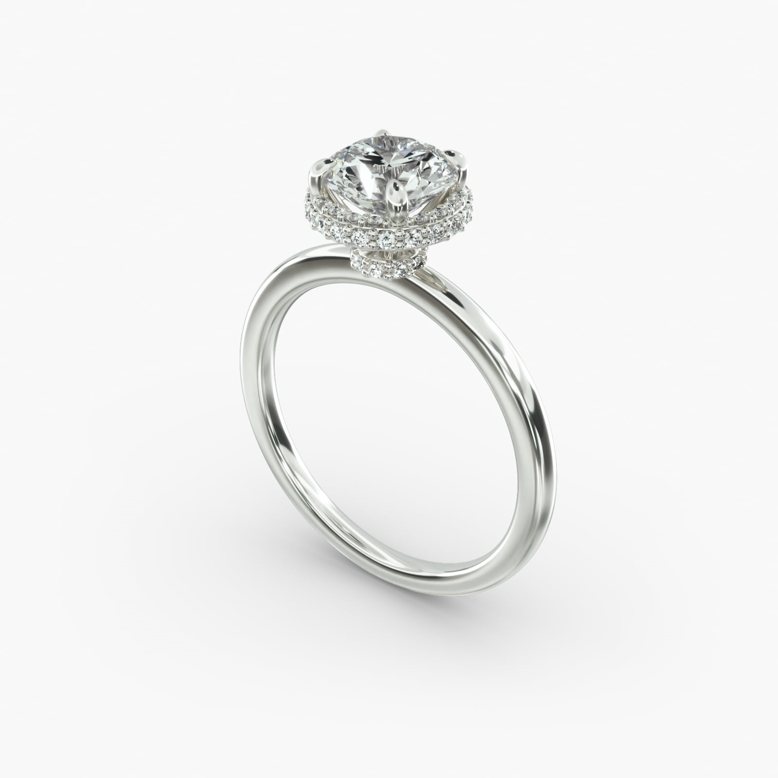 Solitaire Engagement Ring Dual Halo Head