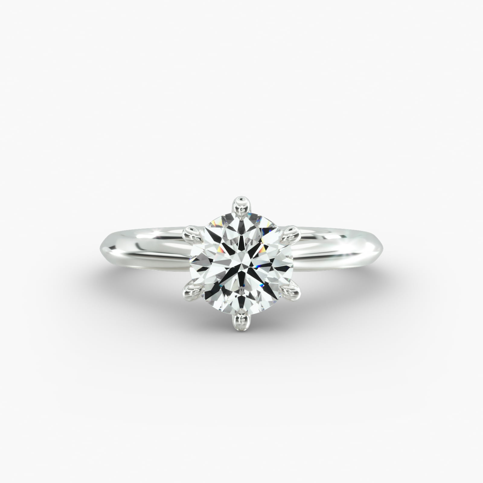 Knife Edge Solitaire Engagement Ring 6-Prong Nouveau Head