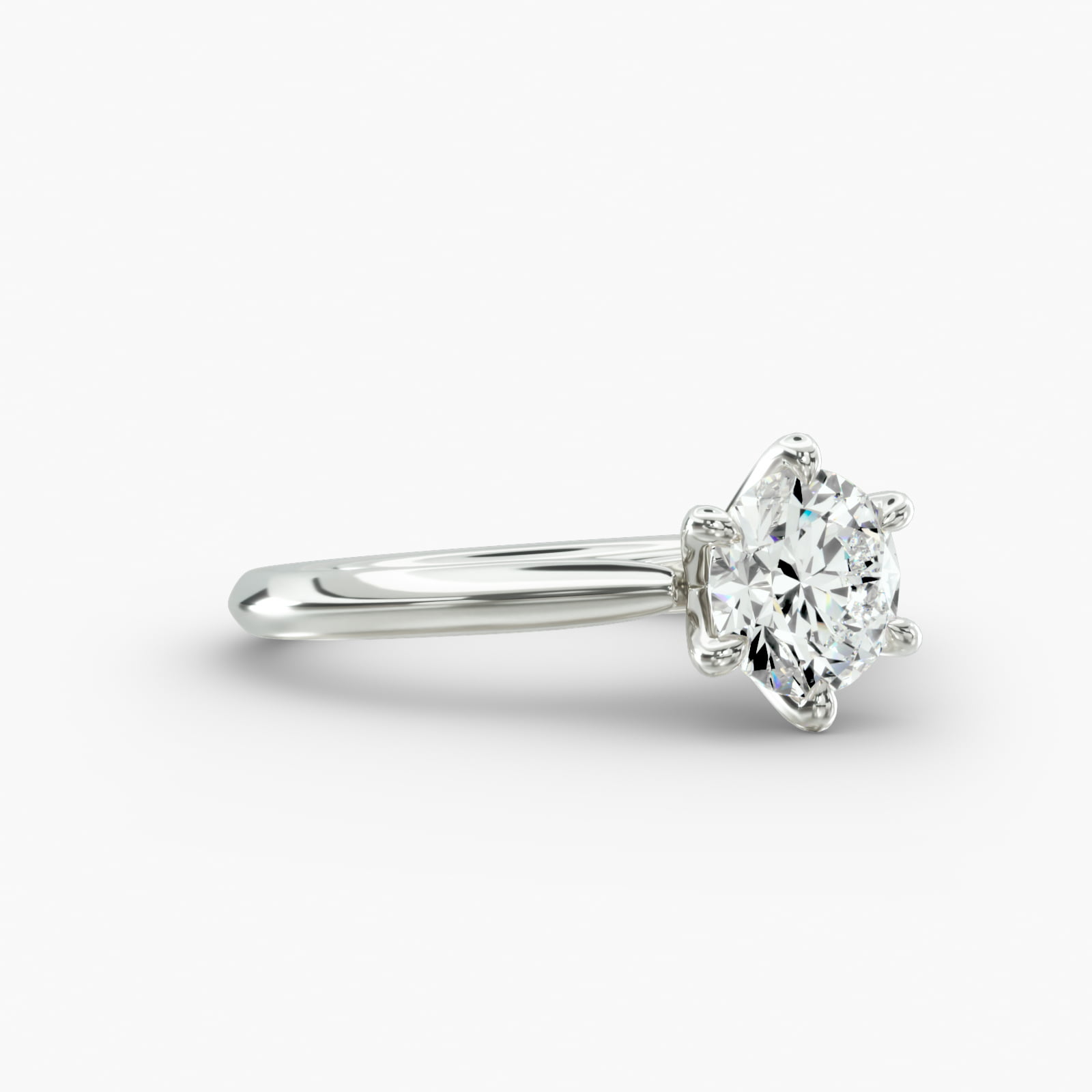 Knife Edge Solitaire Engagement Ring 6-Prong Nouveau Head