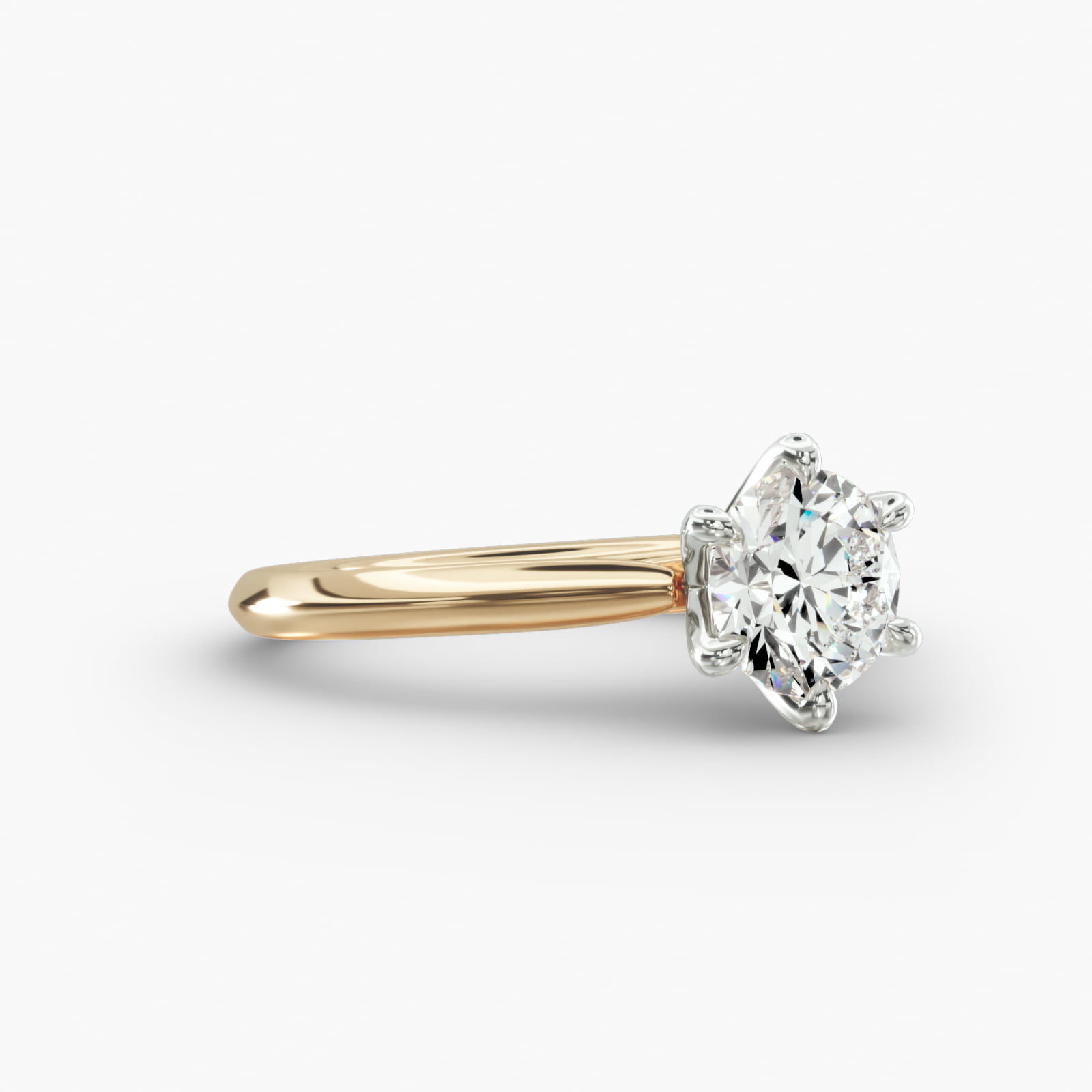 Knife Edge Solitaire Engagement Ring 6-Prong Nouveau Head