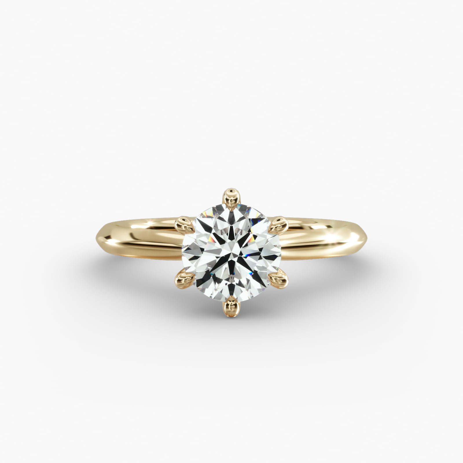 Knife Edge Solitaire Engagement Ring 6-Prong Nouveau Head