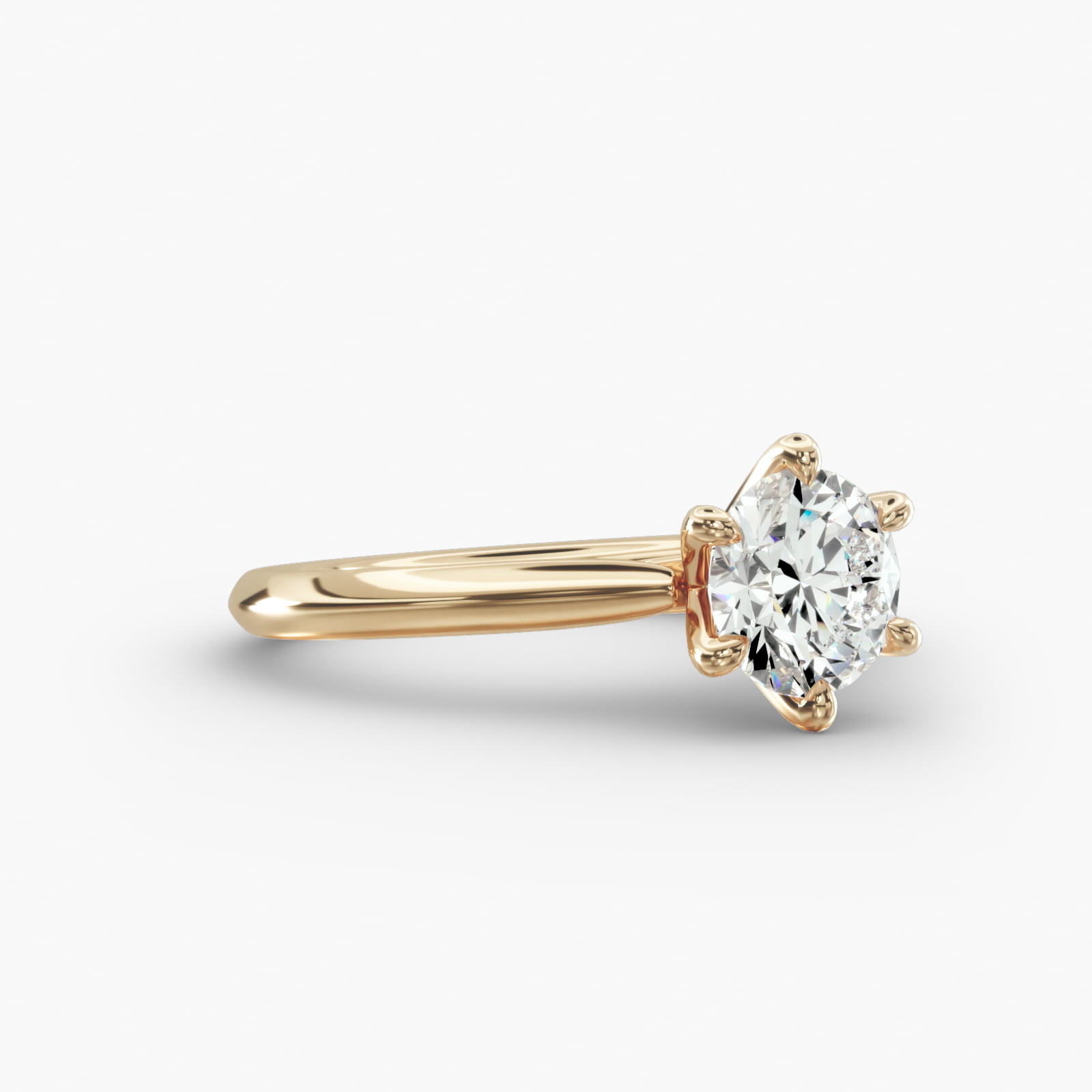 Knife Edge Solitaire Engagement Ring 6-Prong Nouveau Head