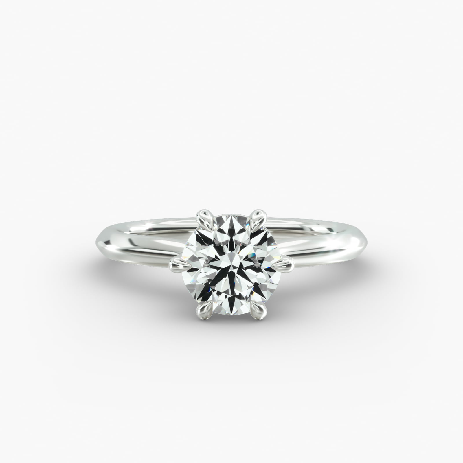 Knife Edge Solitaire Engagement Ring 6-Prong Secret Diamond Head