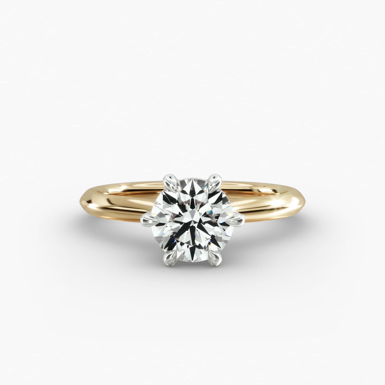 Knife Edge Solitaire Engagement Ring 6-Prong Secret Diamond Head