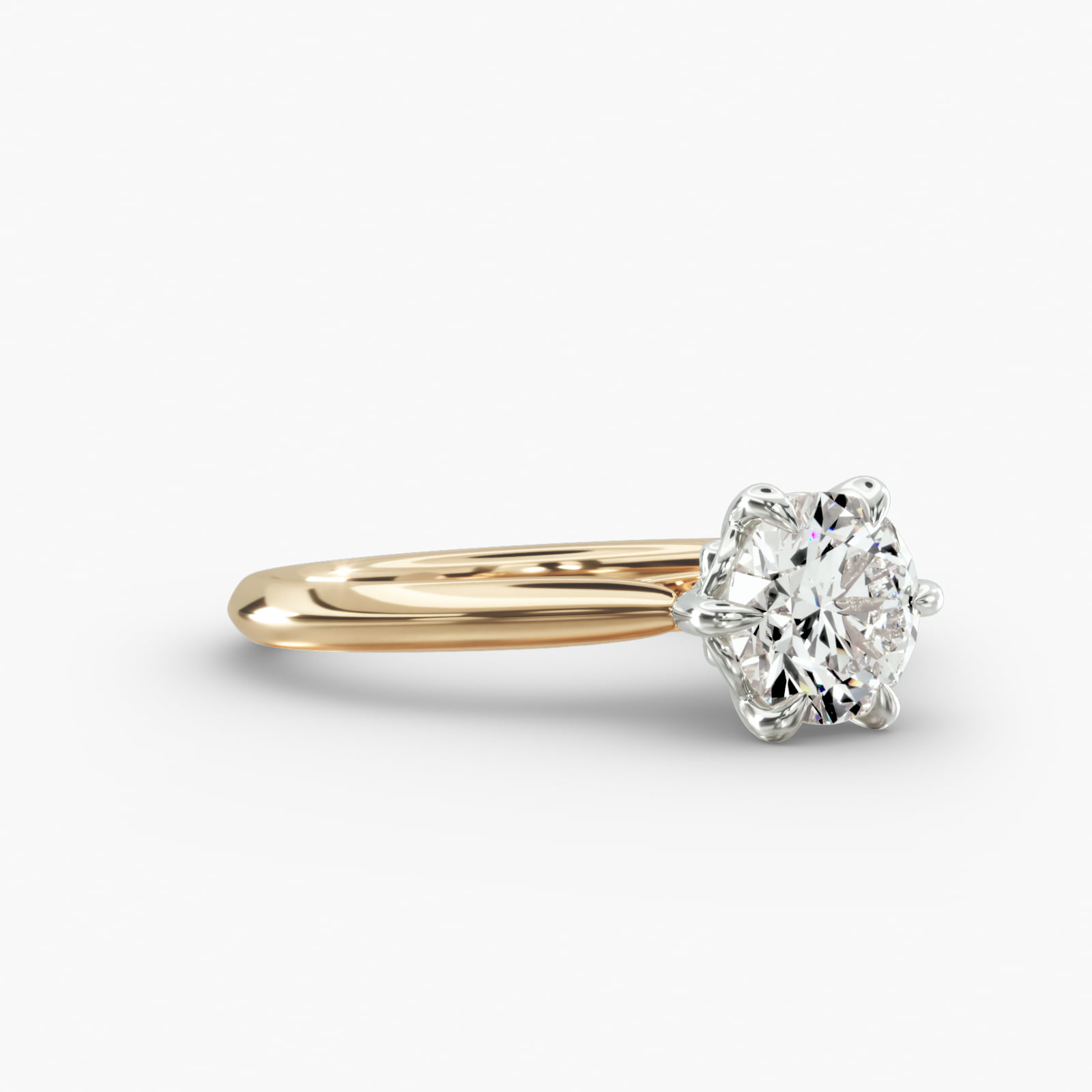 Knife Edge Solitaire Engagement Ring 6-Prong Secret Diamond Head