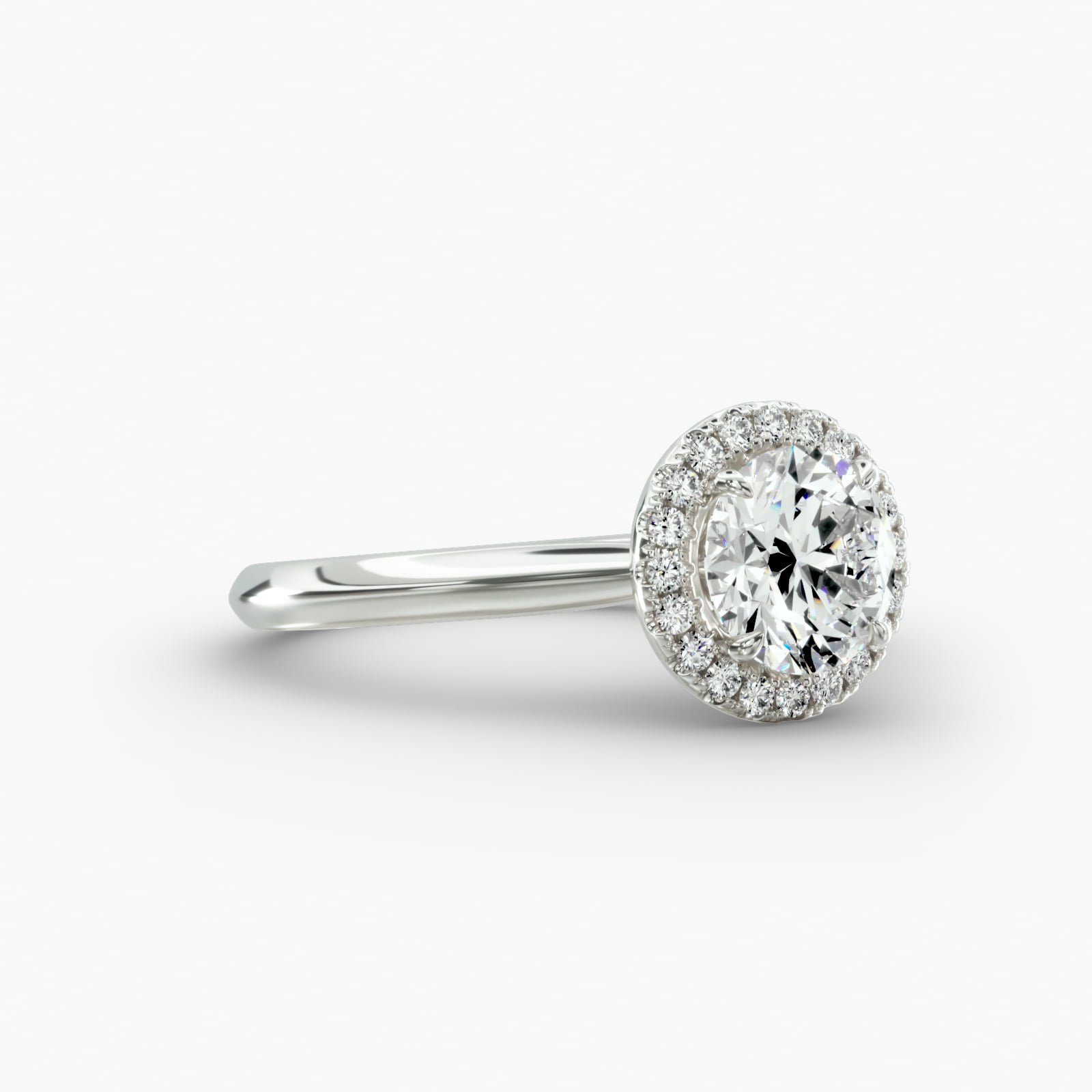 Knife Edge Solitaire Engagement Ring Classic Halo Head