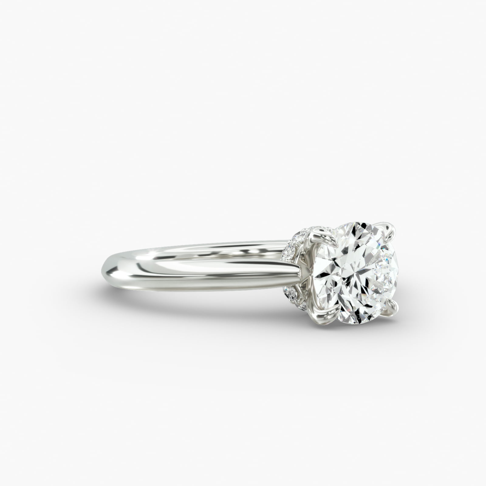Knife Edge Solitaire Engagement Ring Hidden Halo Head
