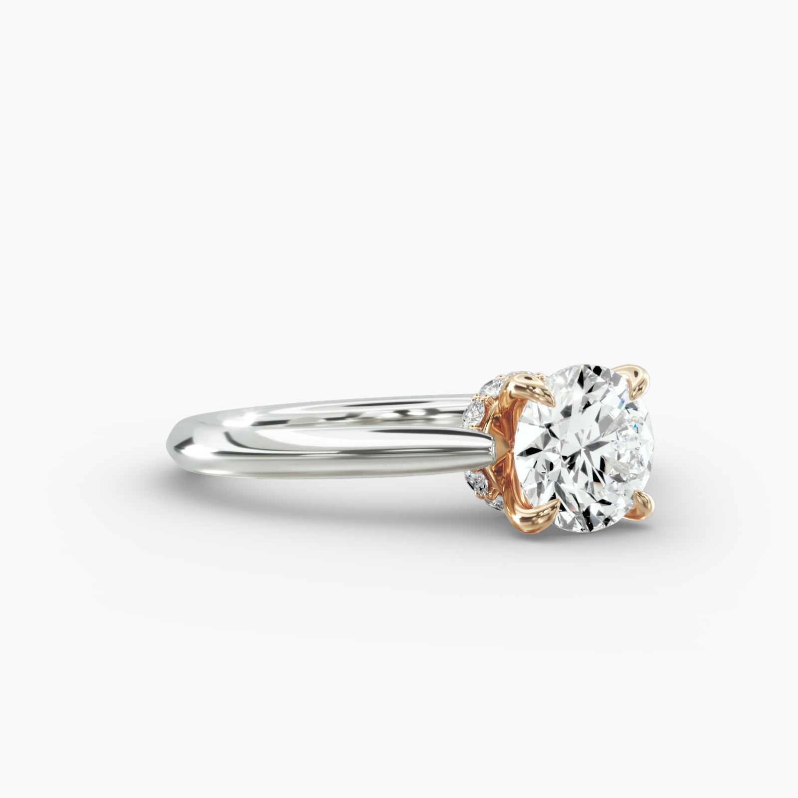 Knife Edge Solitaire Engagement Ring Hidden Halo Head