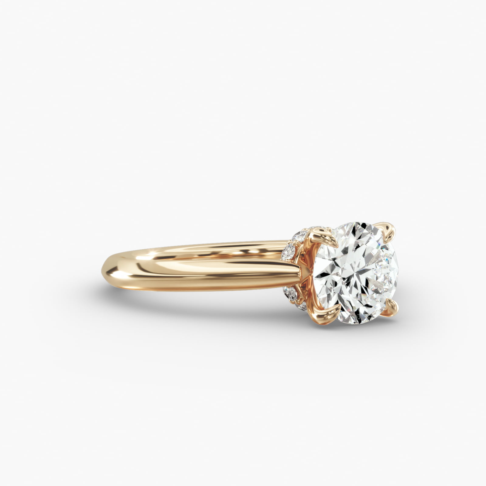 Knife Edge Solitaire Engagement Ring Hidden Halo Head