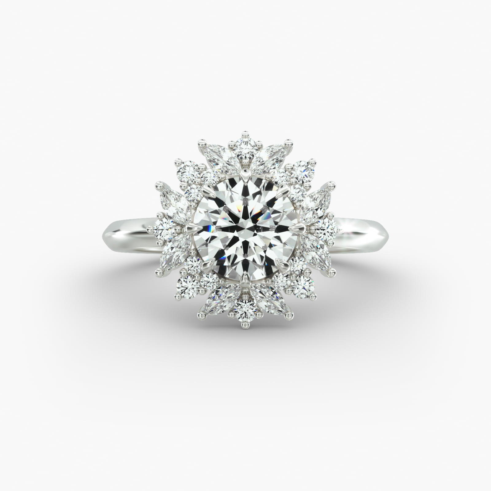 Knife Edge Solitaire Engagement Ring Fancy Halo Head