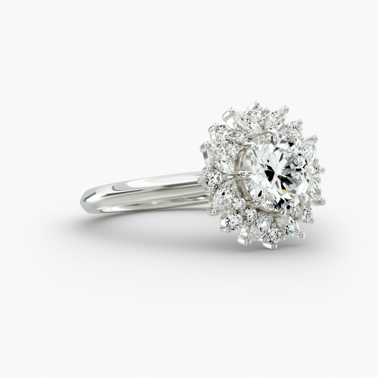 Knife Edge Solitaire Engagement Ring Fancy Halo Head