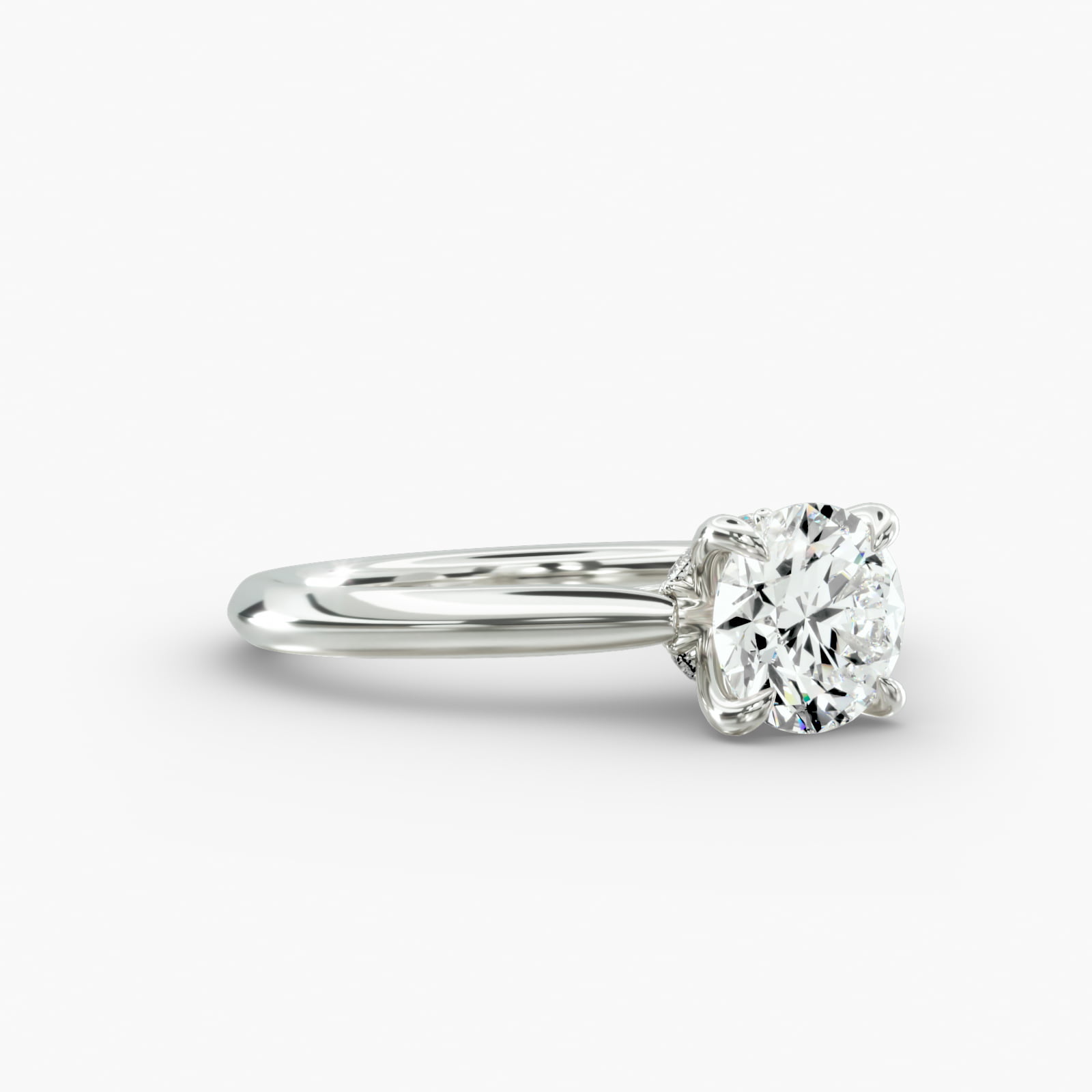 Knife Edge Solitaire Engagement Ring Clustered Diamond Head