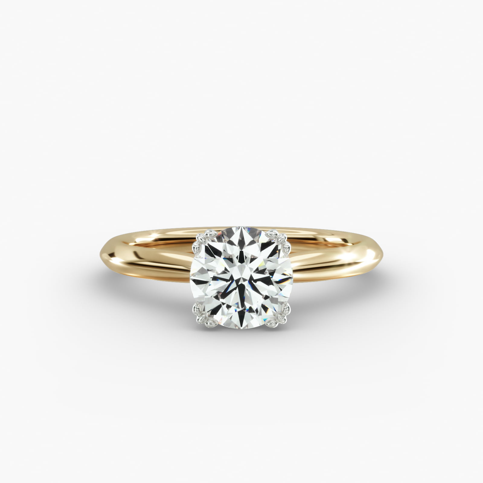 Knife Edge Solitaire Engagement Ring Vintage Trefoil Head