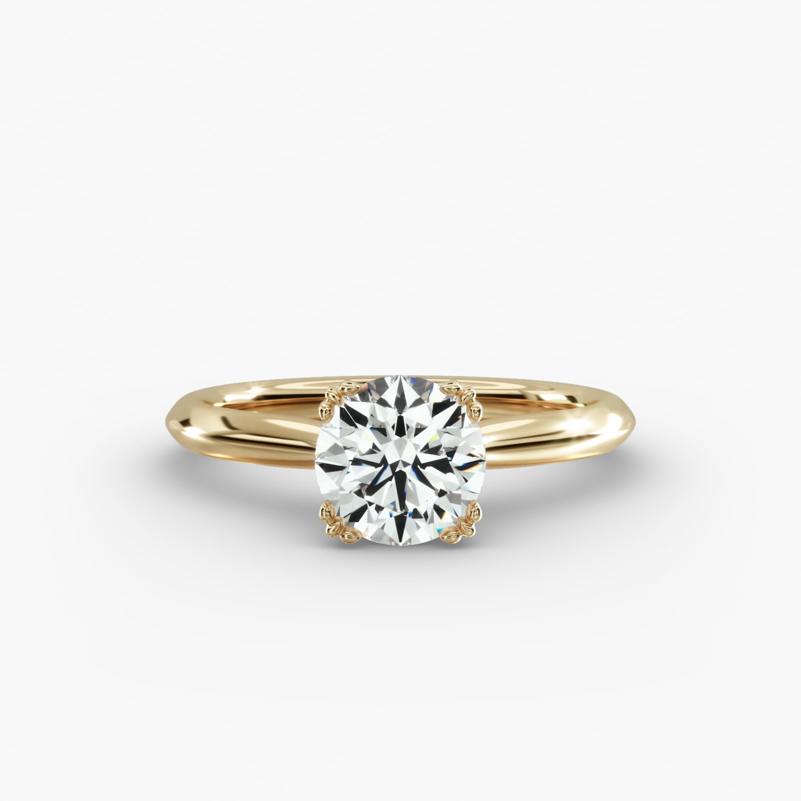 Knife Edge Solitaire Engagement Ring Vintage Trefoil Head