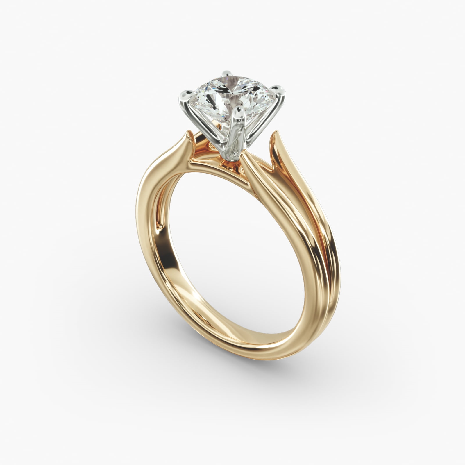 Split Ring Solitaire Engagement Ring 4-Prong Nouveau Head