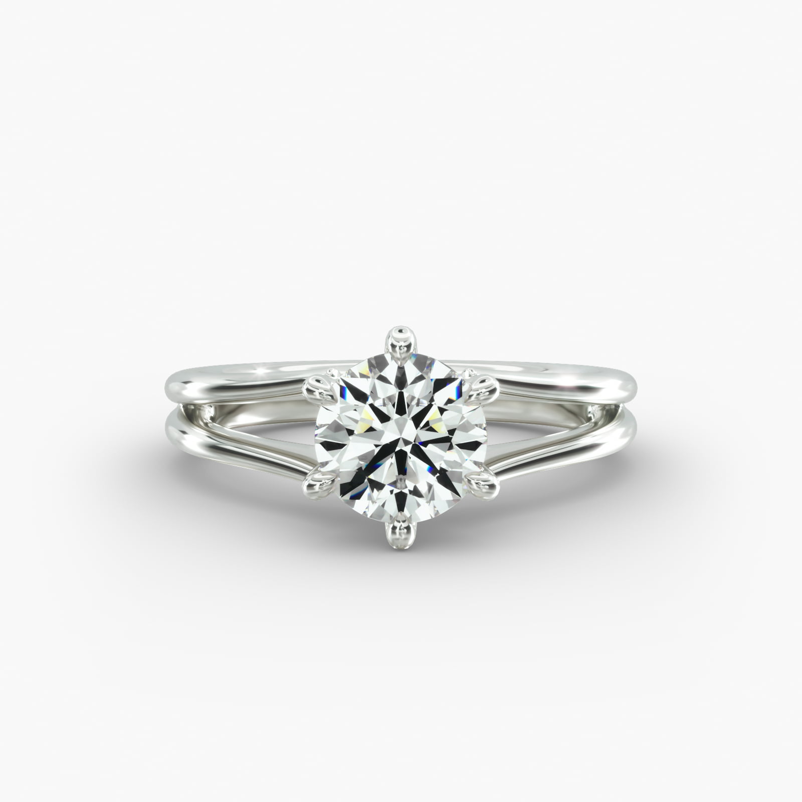 Split Ring Solitaire Engagement Ring 6-Prong Nouveau Head