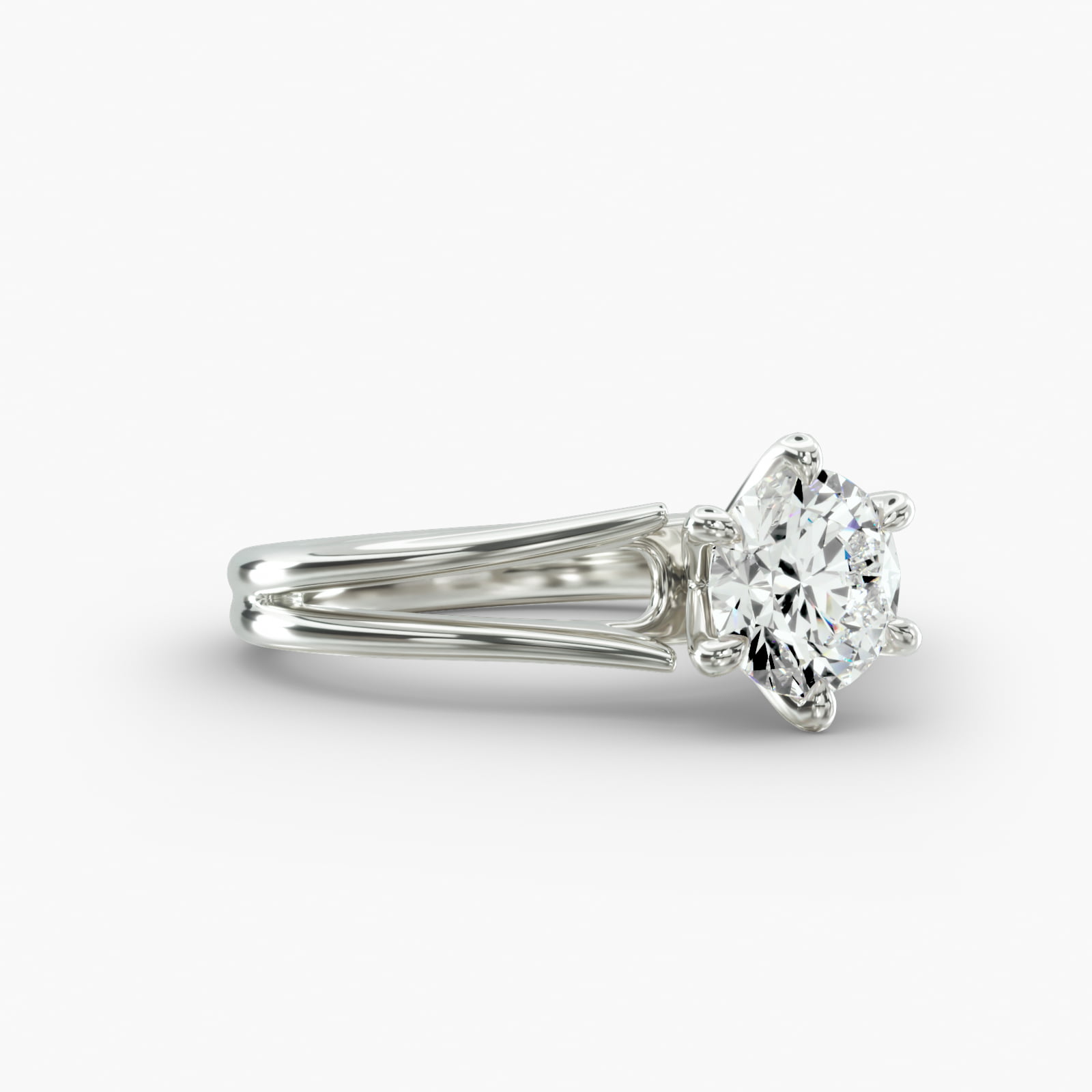 Split Ring Solitaire Engagement Ring 6-Prong Nouveau Head