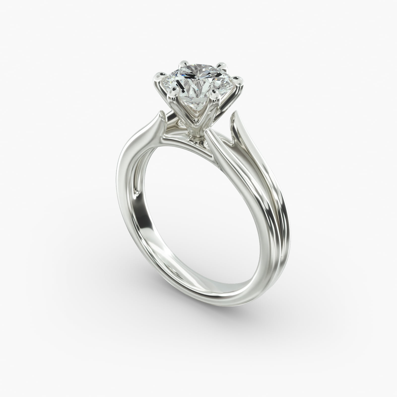 Split Ring Solitaire Engagement Ring 6-Prong Nouveau Head