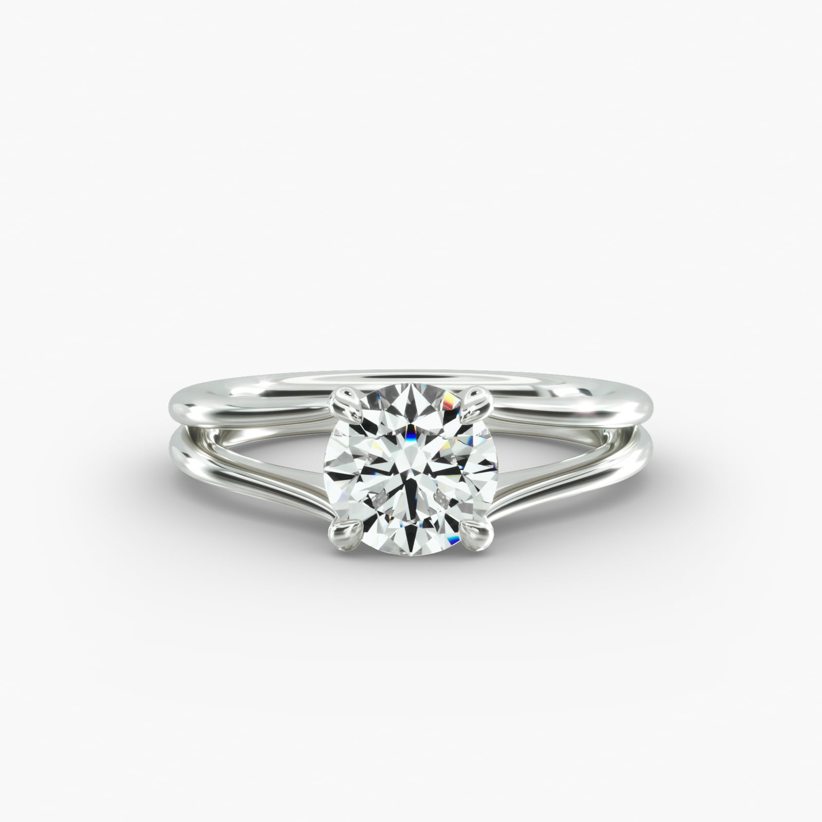 Split Ring Solitaire Engagement Ring Classic Basket Head
