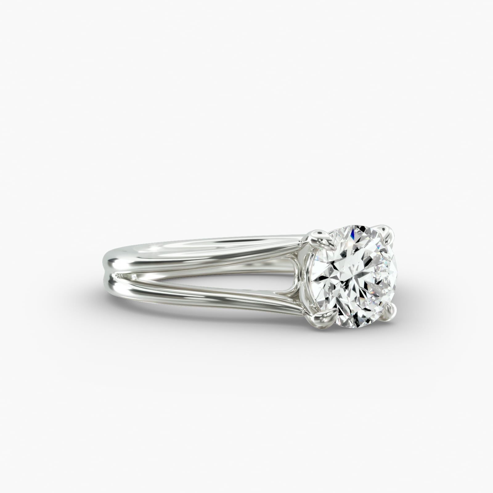 Split Ring Solitaire Engagement Ring Classic Basket Head