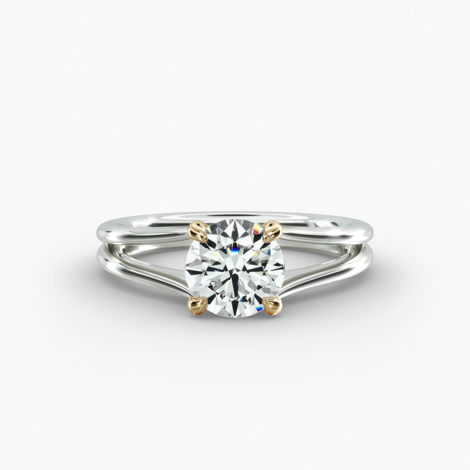 Split Ring Solitaire Engagement Ring Classic Basket Head