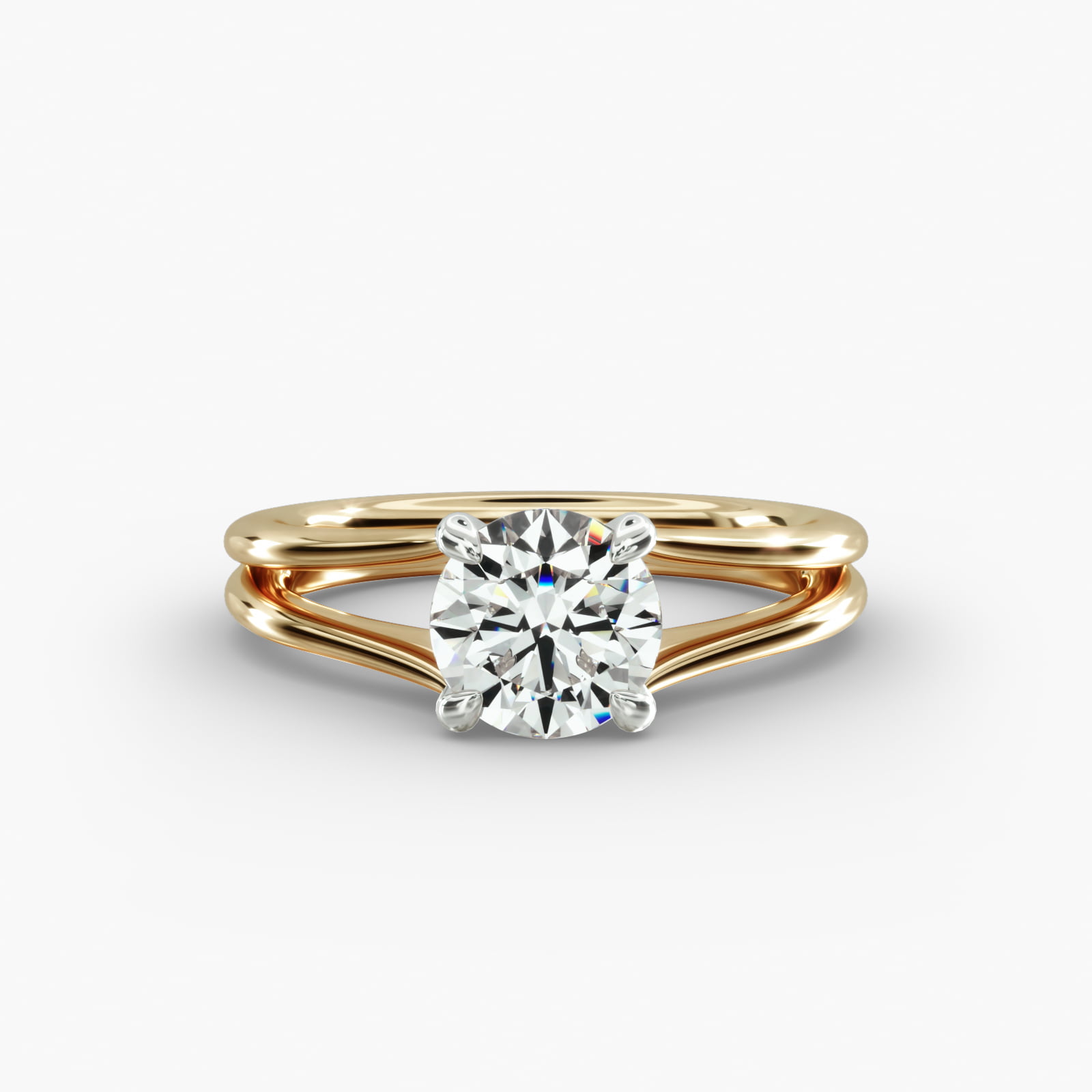 Split Ring Solitaire Engagement Ring Classic Basket Head