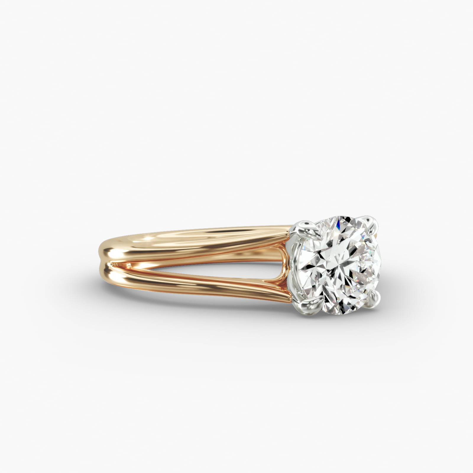 Split Ring Solitaire Engagement Ring Classic Basket Head