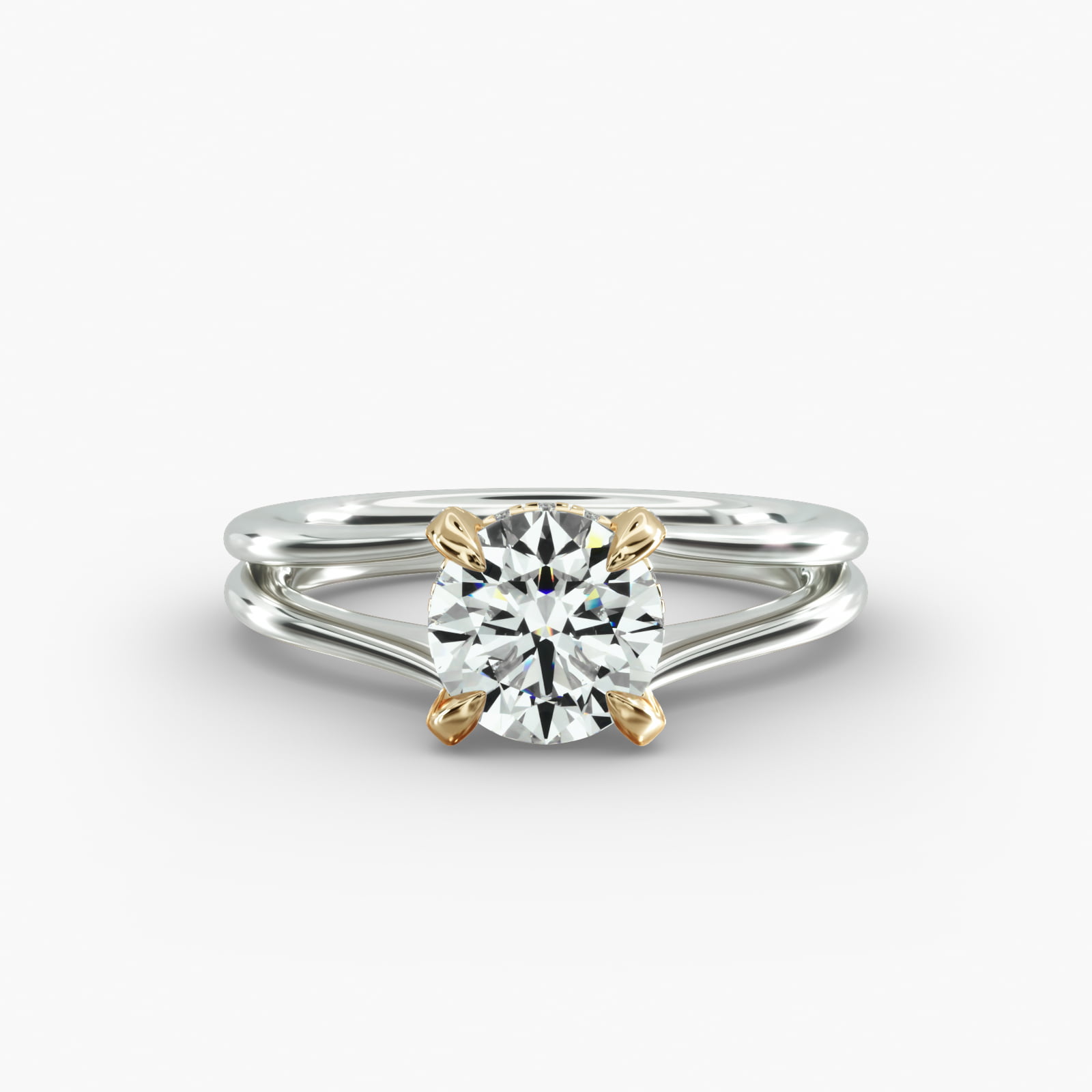 Split Ring Solitaire Engagement Ring Diamond Basket Head