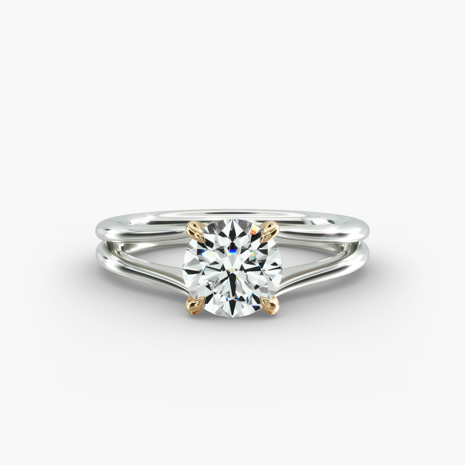 Split Ring Solitaire Engagement Ring Secret Diamond Head