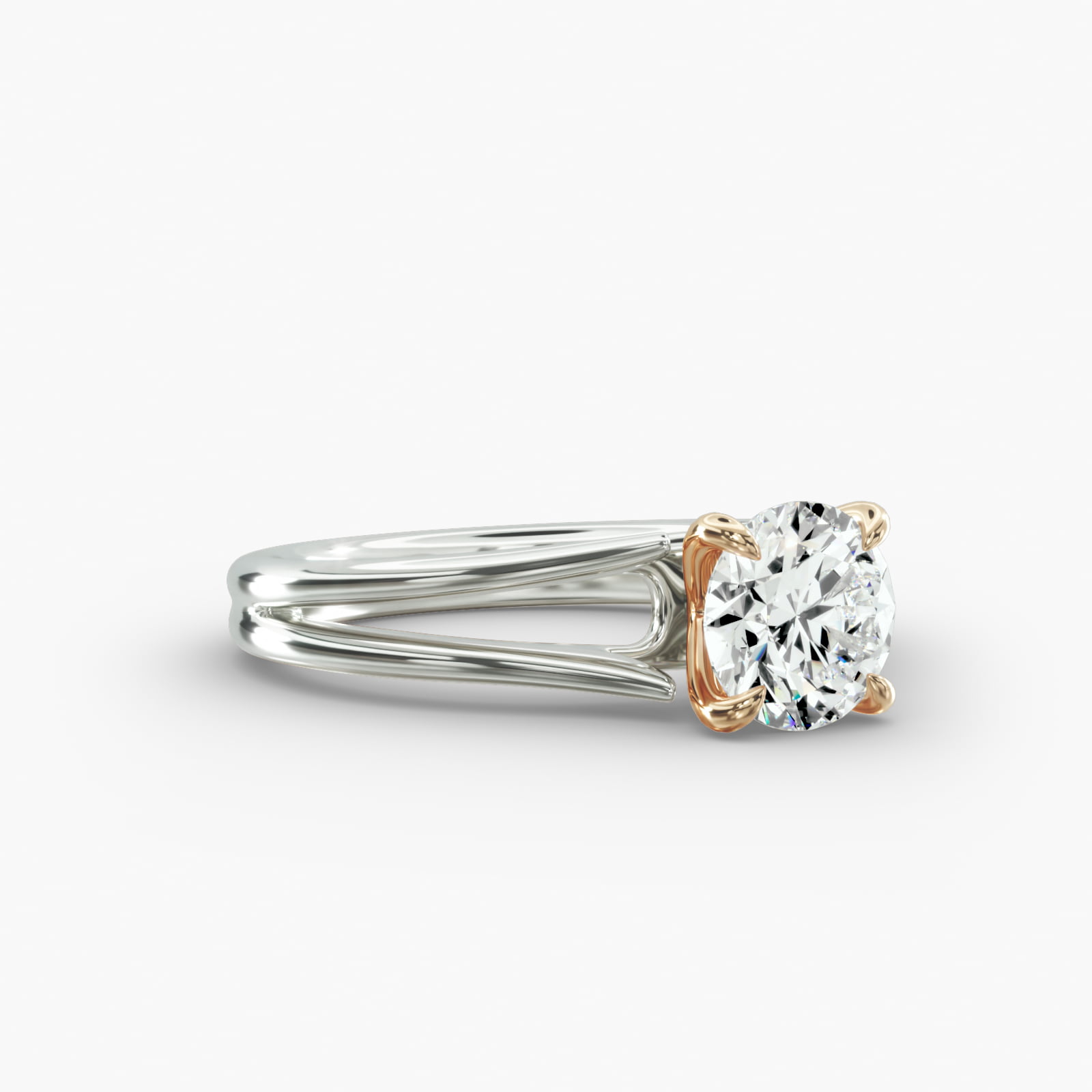 Split Ring Solitaire Engagement Ring Secret Diamond Head