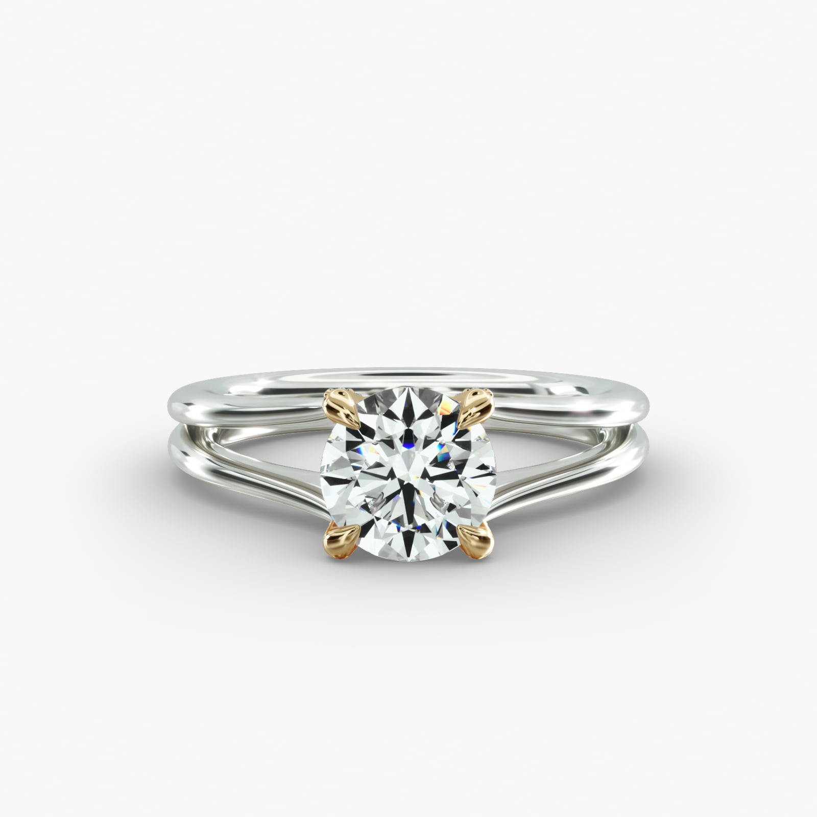 Split Ring Solitaire Engagement Ring Diamond Tulip Head