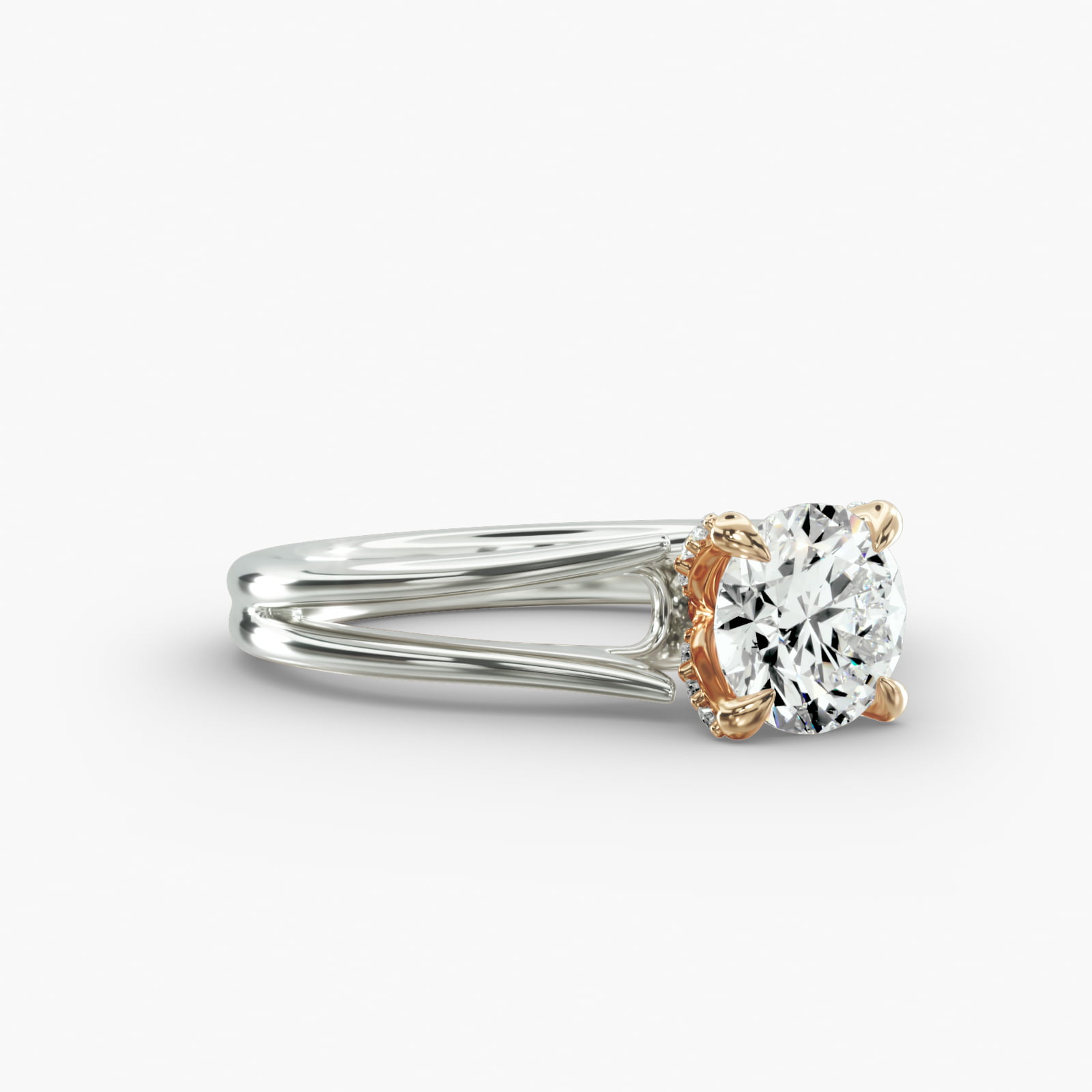 Split Ring Solitaire Engagement Ring Diamond Tulip Head