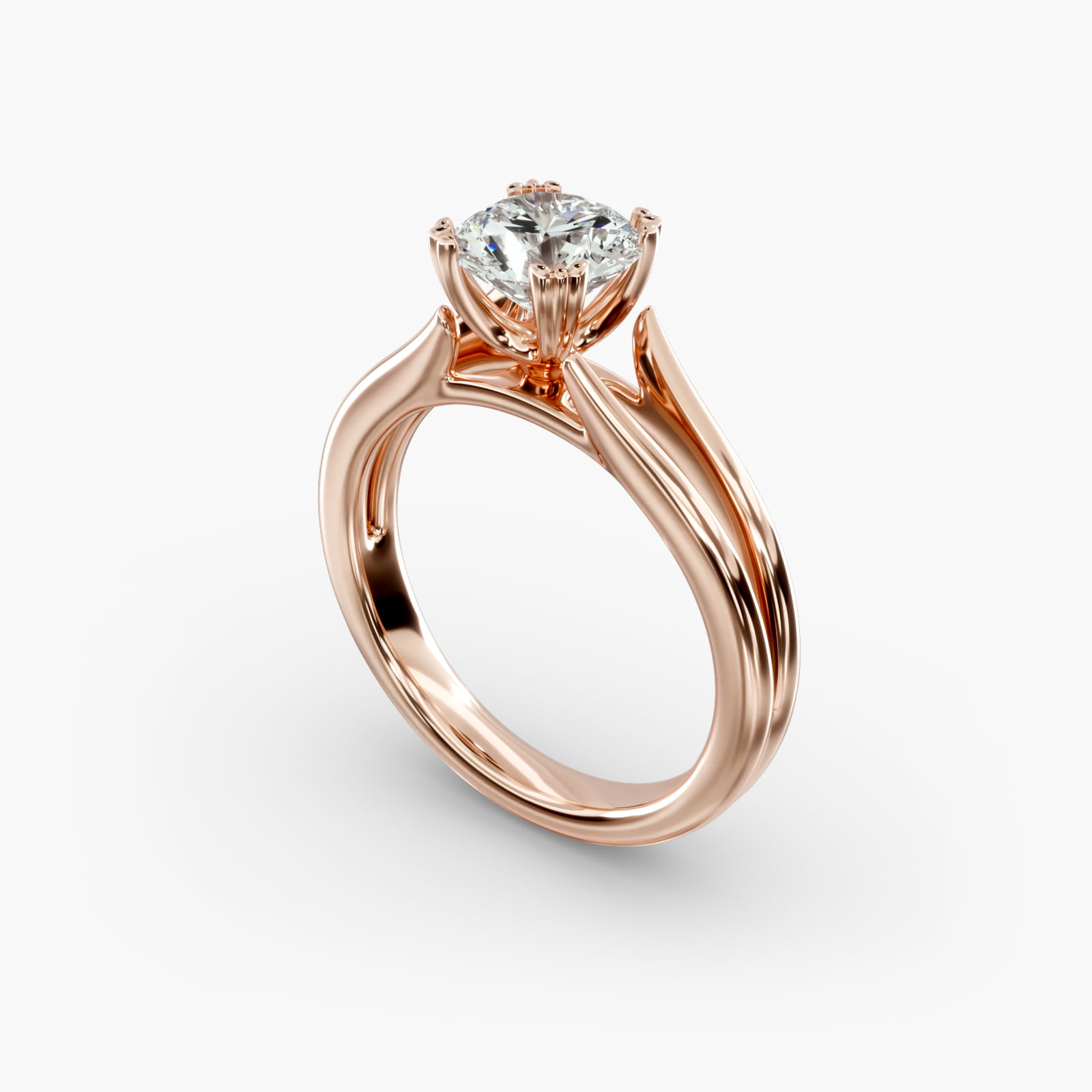 Split Ring Solitaire Engagement Ring Vintage Trefoil Head