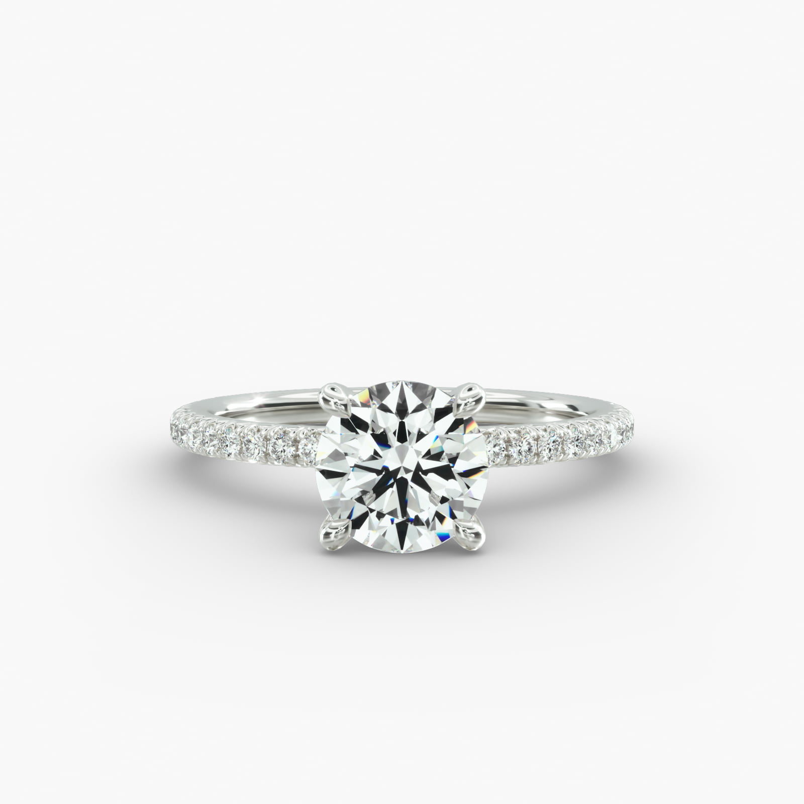 French Pavé Engagement Ring 4-Prong Nouveau Head