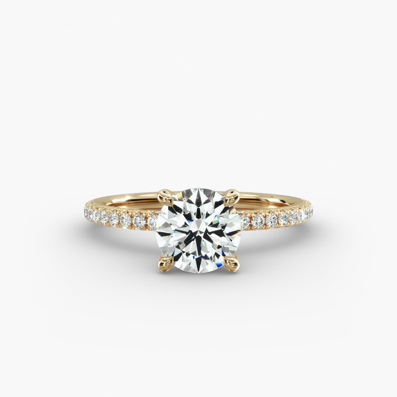 French Pavé Engagement Ring 4-Prong Nouveau Head