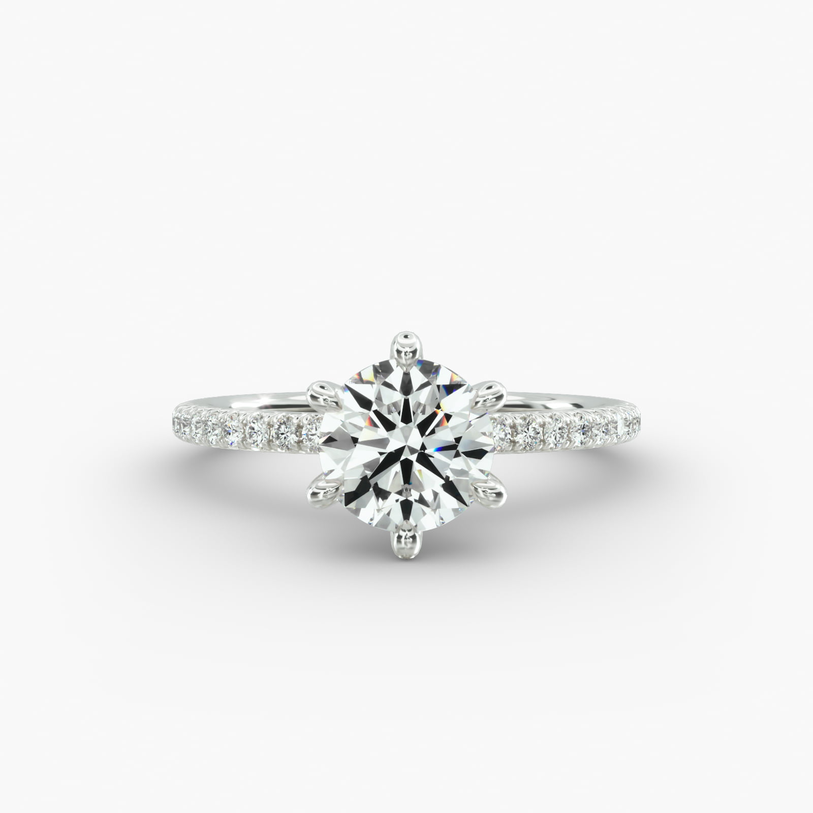 French Pavé Engagement Ring 6-Prong Nouveau Head