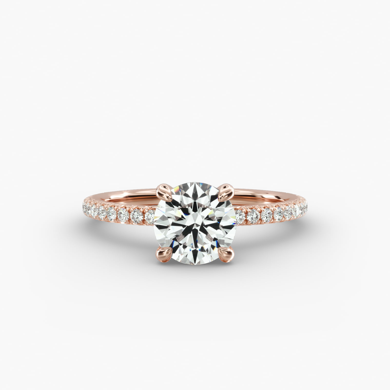 French Pavé Engagement Ring Classic Basket Head